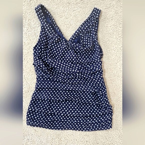Express Tops - Express Navy and White Heart Sleeveless Blouse Size Medium